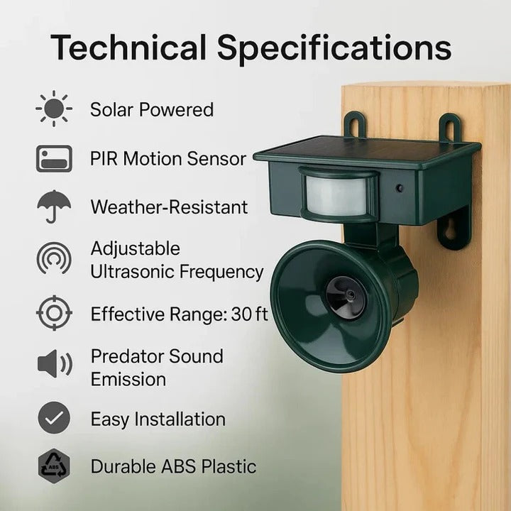 Solar-Powered Animal Repeller with Motion Activation