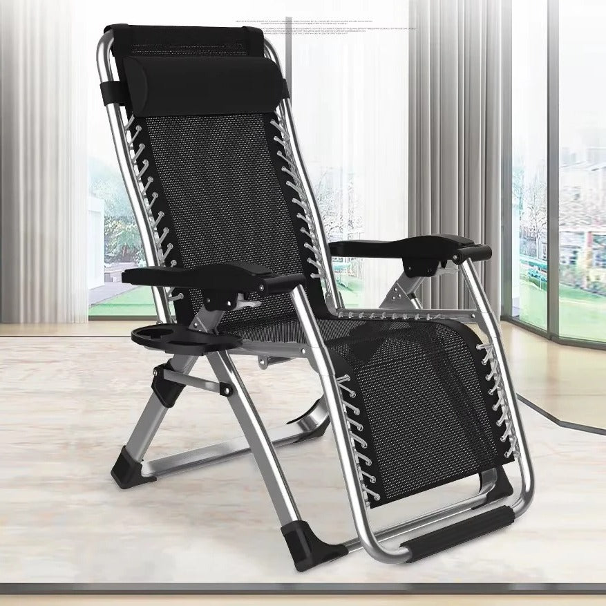 Versatile Folding Lounge Chair with Cup Holder for Outdoor Relaxation
