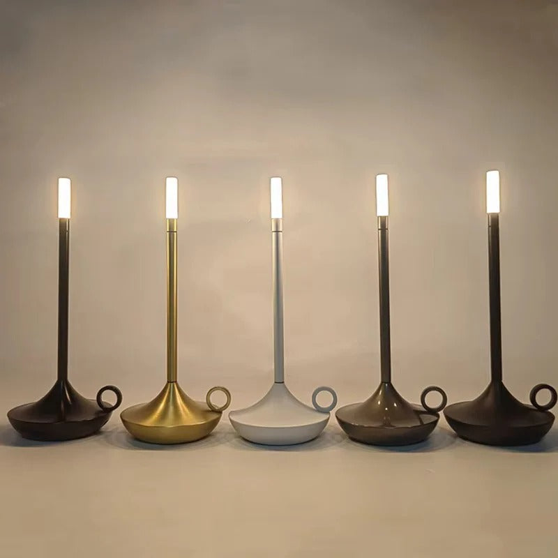 Portable LED Table Lamp with Rechargeable Candle Glow