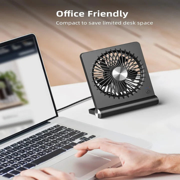 Compact USB Desk Fan with Adjustable Airflow Control