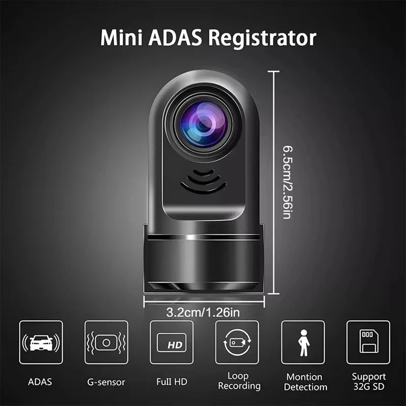 Compact 1080P Car Camera with Adjustable Lens and Night Vision