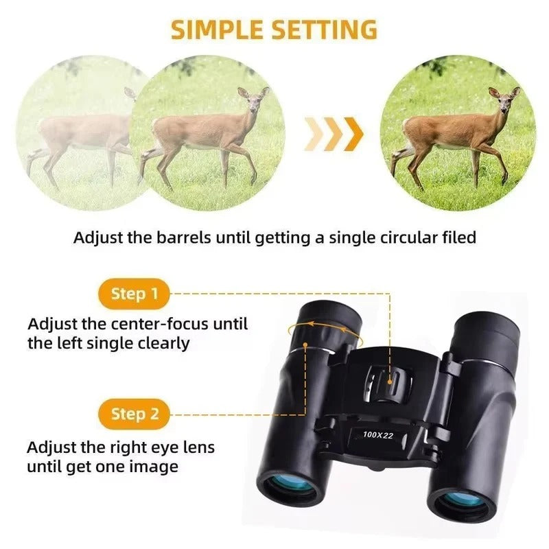 Ultra Compact 100x22 High-Definition Binoculars for Outdoor Adventures