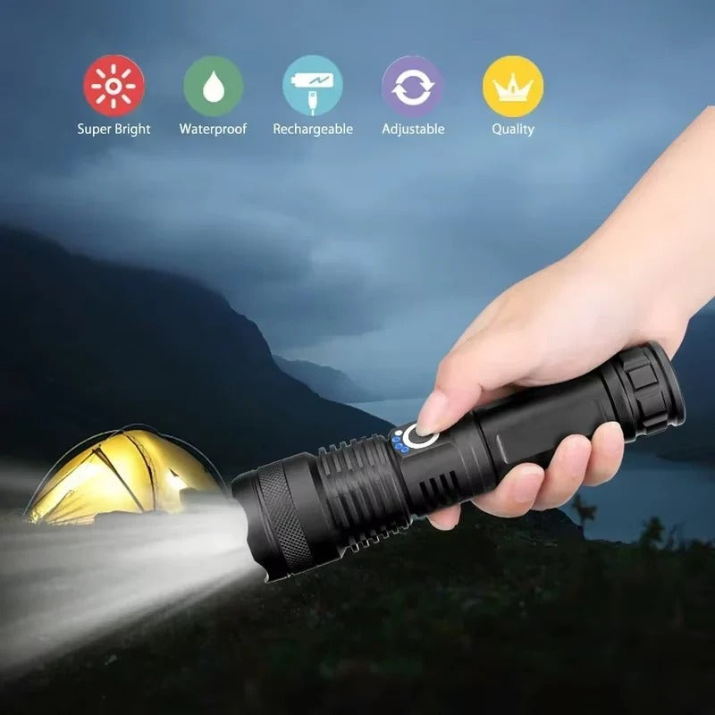Versatile Rechargeable LED Torch with Adjustable Focus