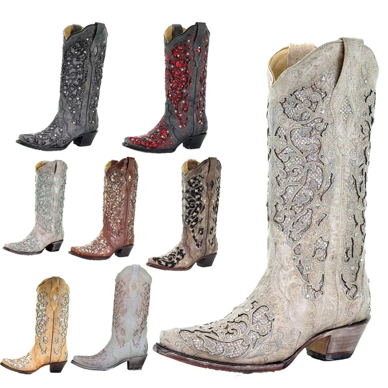 Dazzling Knee-High Boots with Unique Color Block Design
