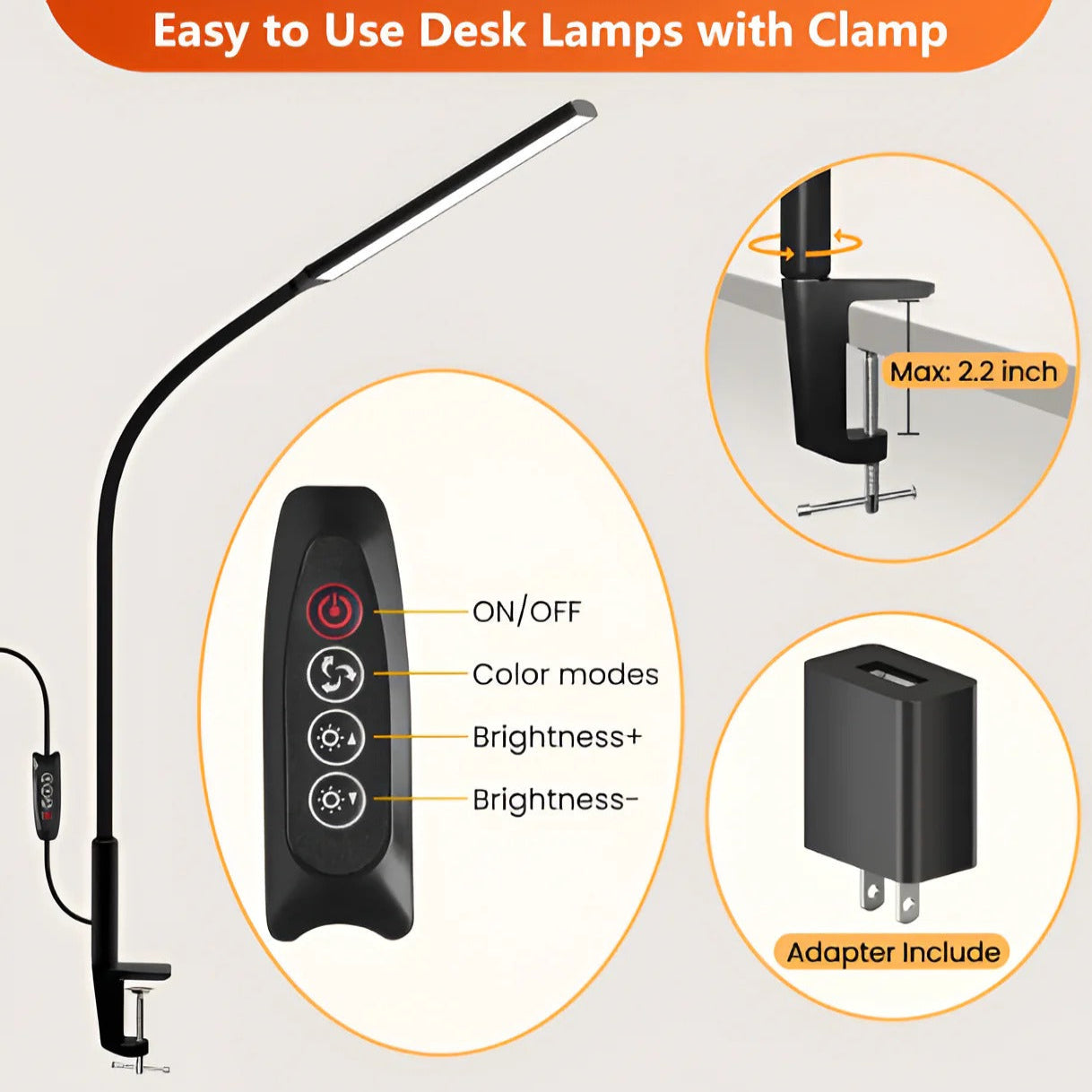 Versatile LED Desk Lamp with Adjustable Gooseneck