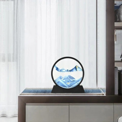 Serene Sands: Dynamic Desk Art for Relaxation