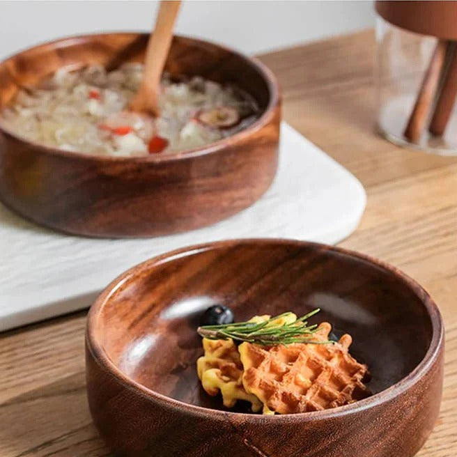 Elegant Walnut Serving Bowls - Set of 2 for Every Occasion