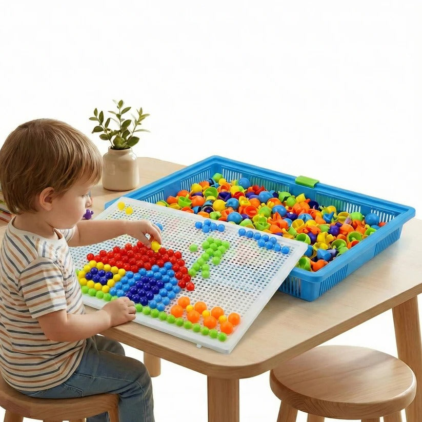 Colorful Creative Mosaic Board Set for Kids with Easy Storage, 296 Pieces