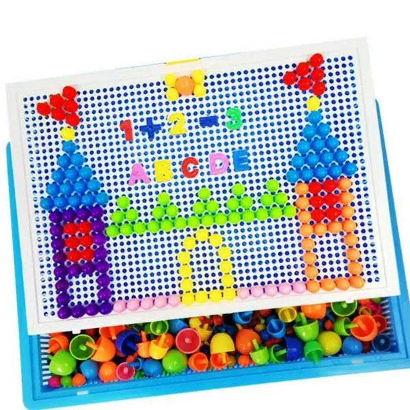 Colorful Creative Mosaic Board Set for Kids with Easy Storage, 296 Pieces