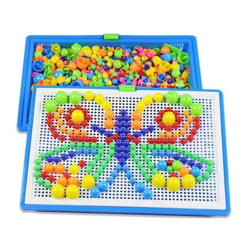 Colorful Creative Mosaic Board Set for Kids with Easy Storage, 296 Pieces