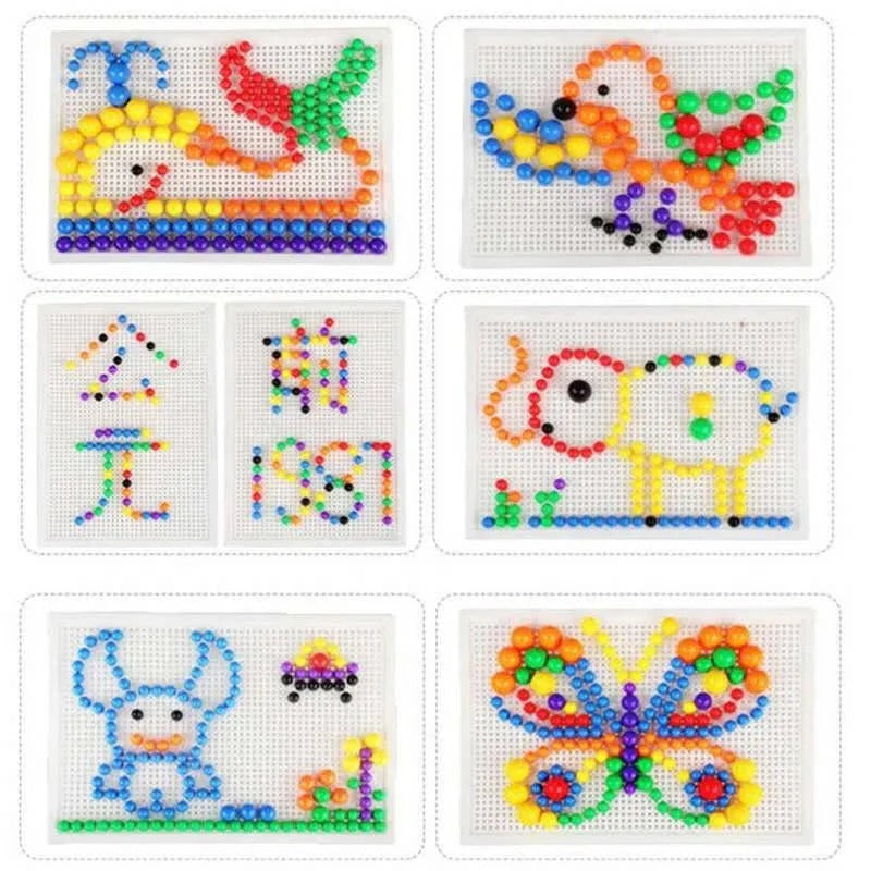 Colorful Creative Mosaic Board Set for Kids with Easy Storage, 296 Pieces