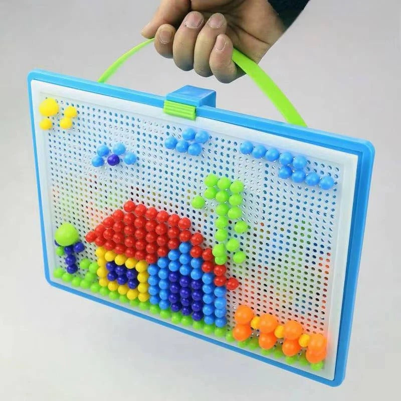 Colorful Creative Mosaic Board Set for Kids with Easy Storage, 296 Pieces