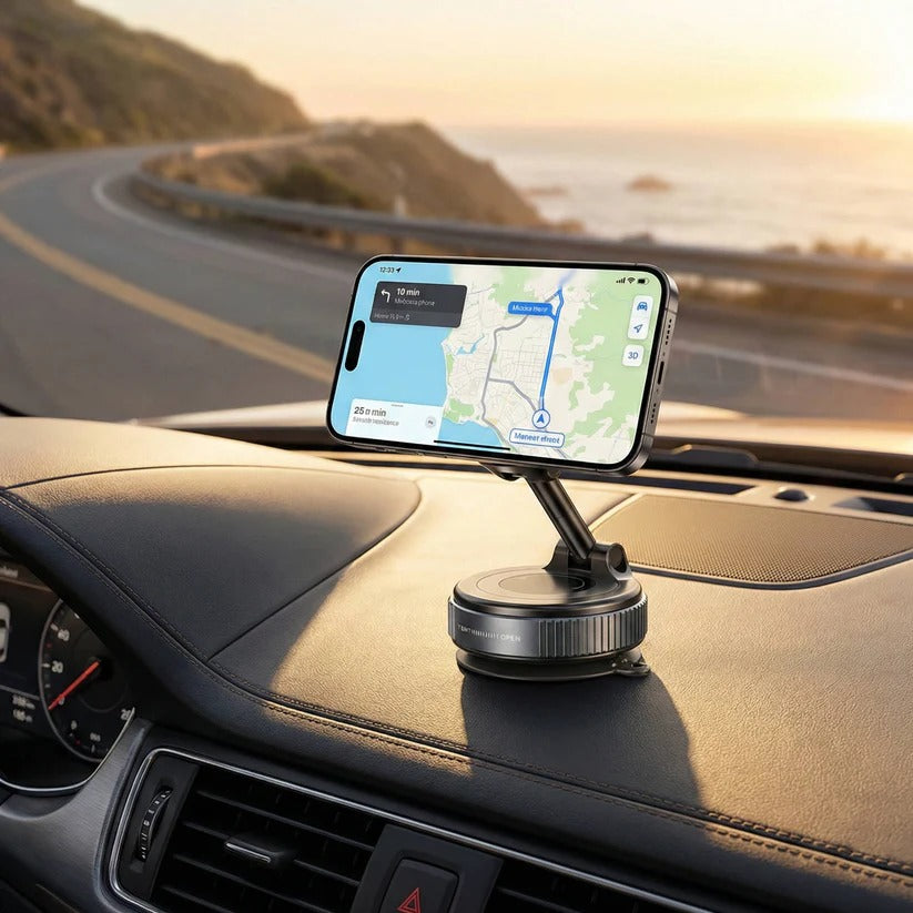 Compact Magnetic Phone Holder for Cars with 360-Degree Rotation