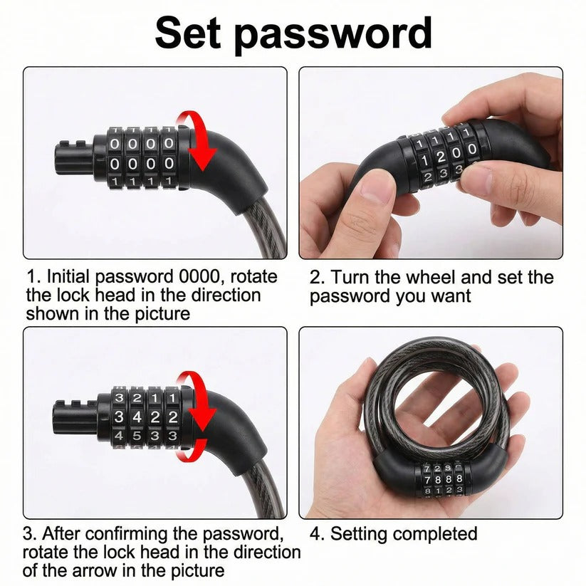 SecureFit Helmet Lock with 59-Inch Durable Steel Cable