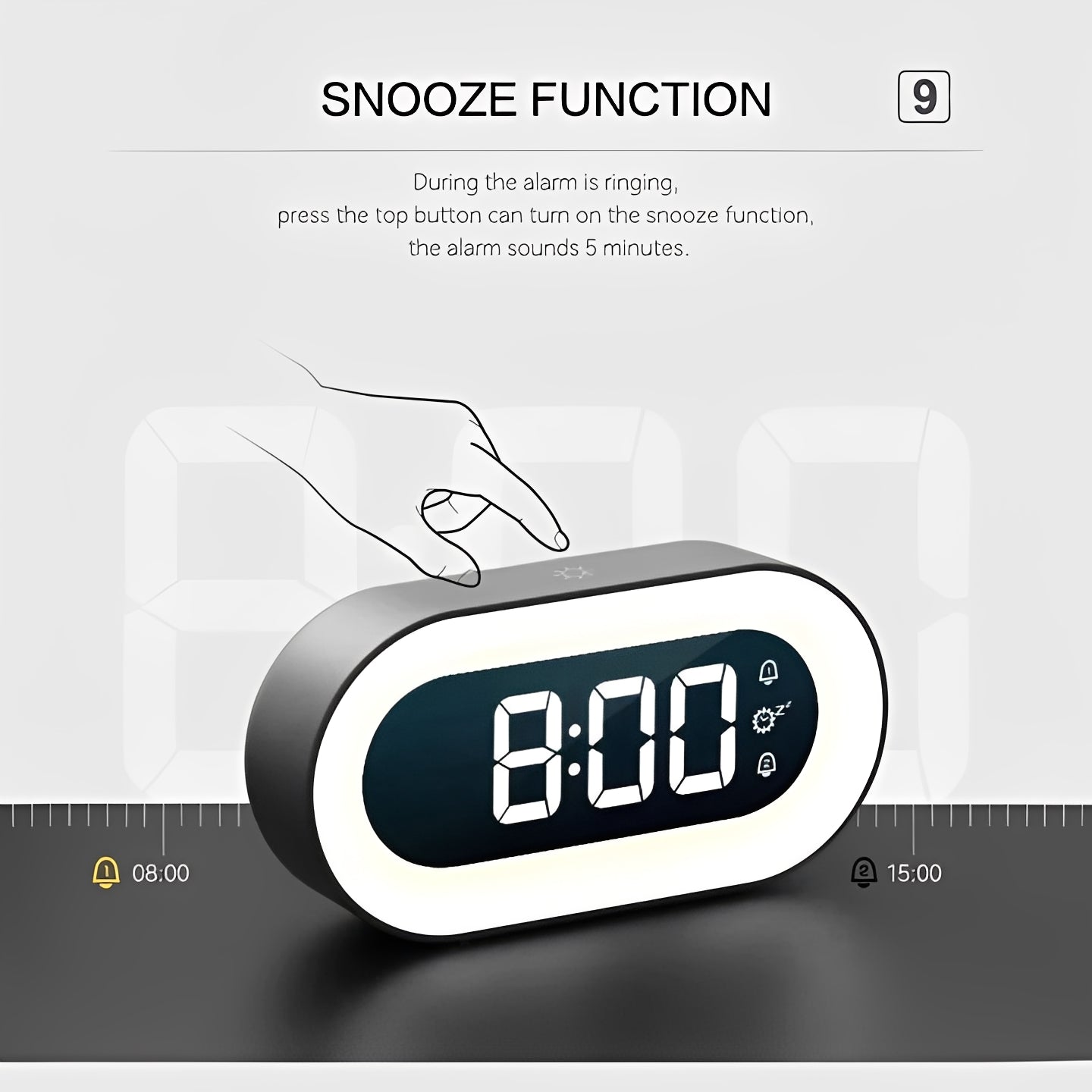 Sunrise Smart Alarm Clock with Adjustable Light and USB-C Charging