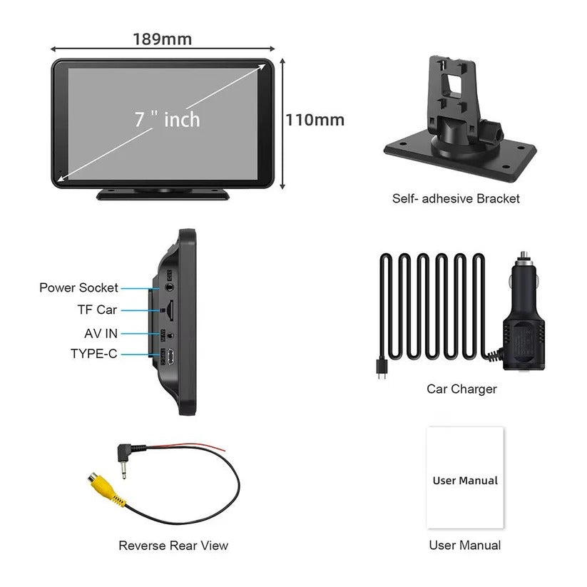 Smart 7-Inch Vehicle Touchscreen Display with Voice Control