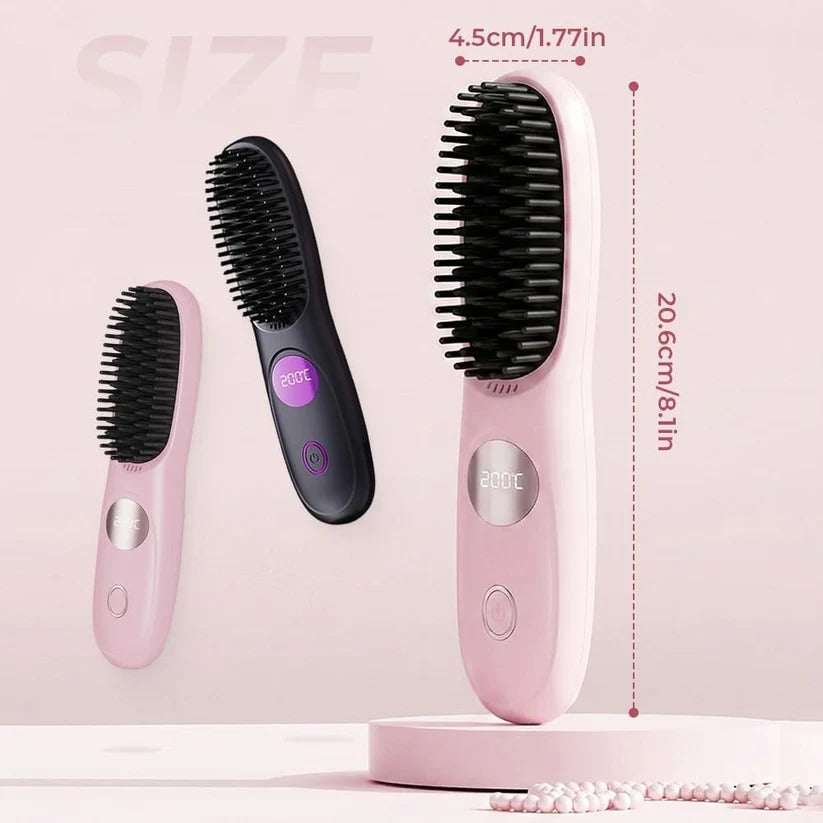 Cordless Ceramic Hair Straightening Brush with Smart Heat Control