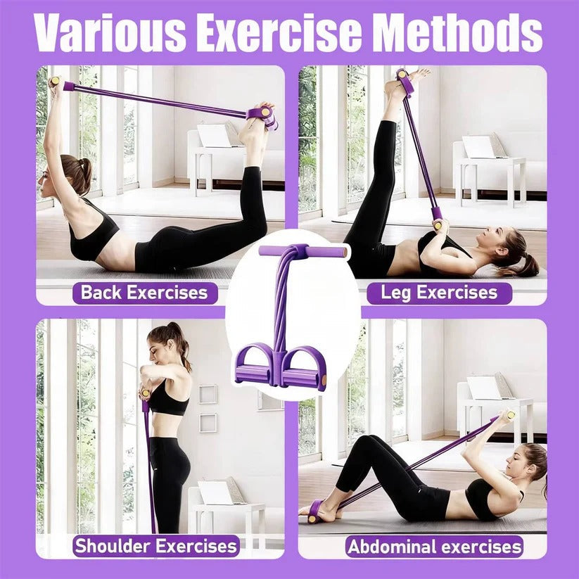 Compact Resistance Band with Detachable Foam Pedals for Home Workouts