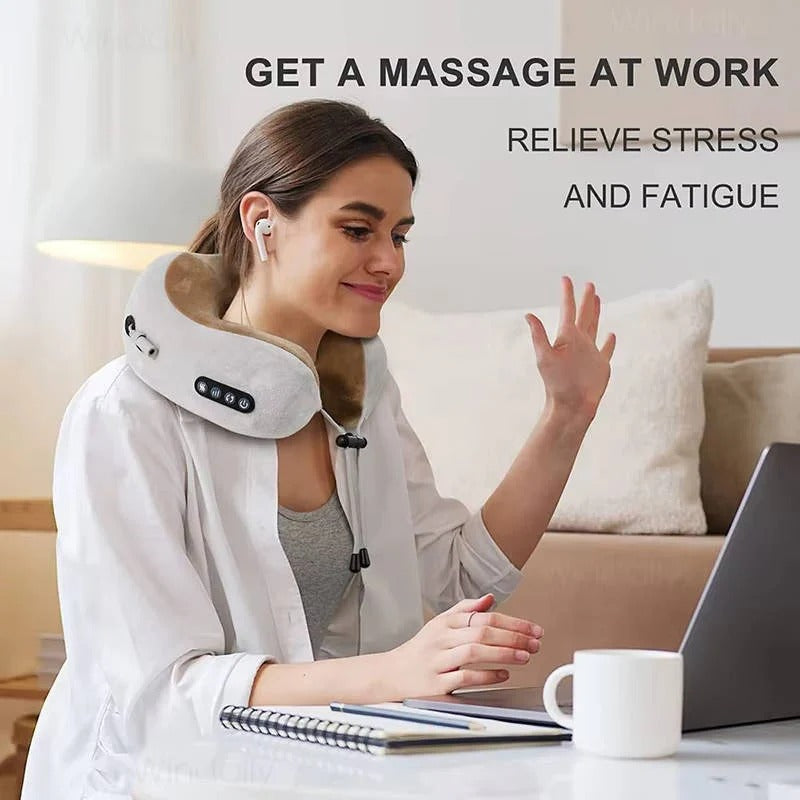 ComfortTravel Neck Support Pillow with Massage and Heat Features