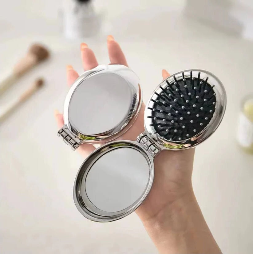 Stylish Travel Comb and Mirror Duo for Effortless Touch-Ups