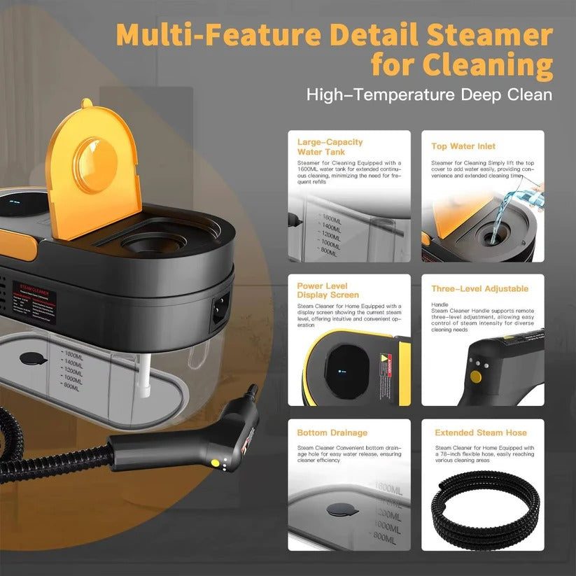 All-Purpose Handheld Steam Cleaner for Home and Vehicle Use