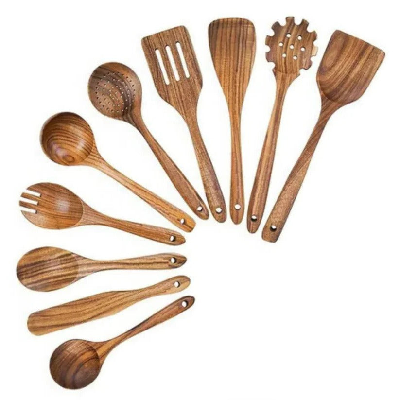 Premium Solid Acacia Wood Kitchen Utensil Set for Everyday Cooking