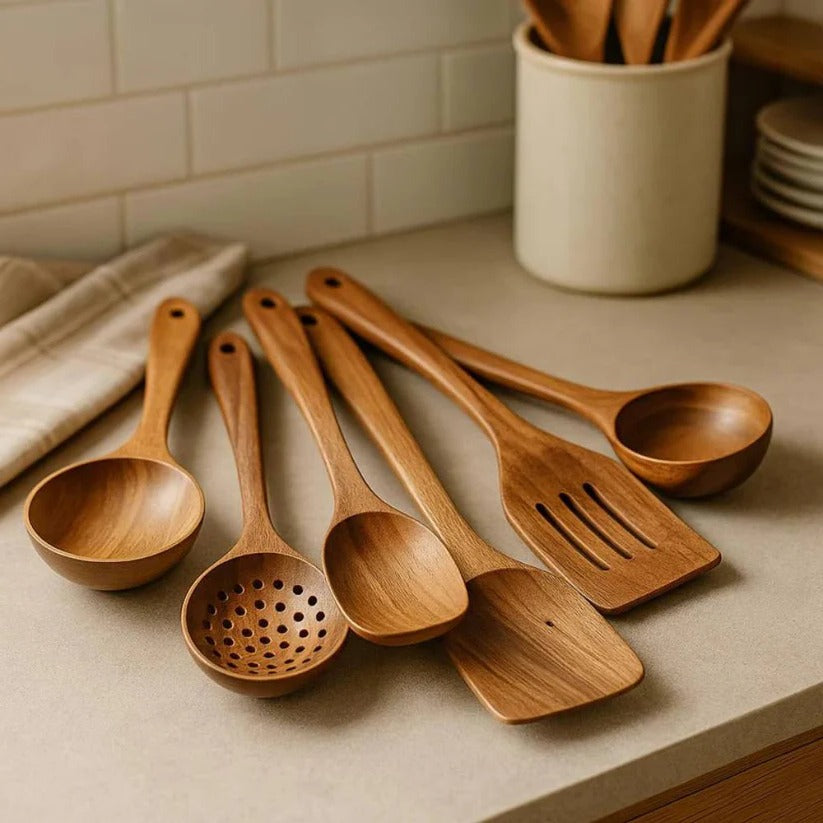 Elegant Acacia Wood Cooking Utensil Set for Everyday Use