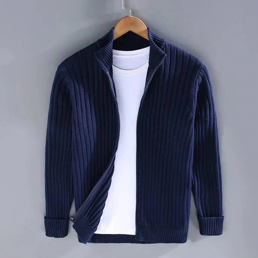 Men's Tailored Zip-Up Knit Cardigan for Every Occasion