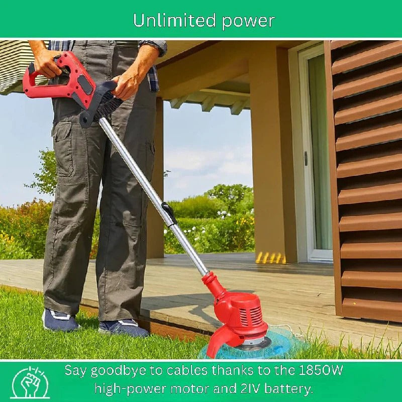 Powerful 850W Cordless Grass and Branch Trimmer with 21V Battery