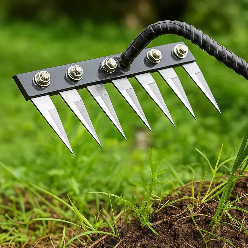 Ergonomic Steel Rake for Effortless Weed Removal and Soil Care