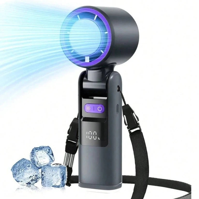 Versatile 3-in-1 Rechargeable Hand Fan with Flashlight & Display