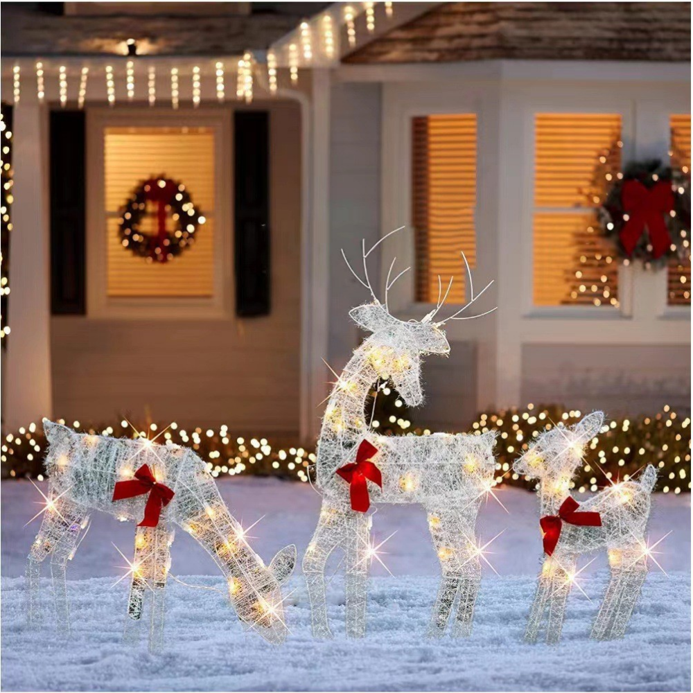 Illuminated Reindeer Family Yard Decoration for the Holidays