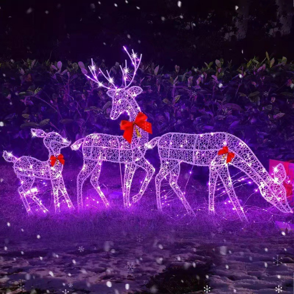 Illuminated Reindeer Family Yard Decoration for the Holidays