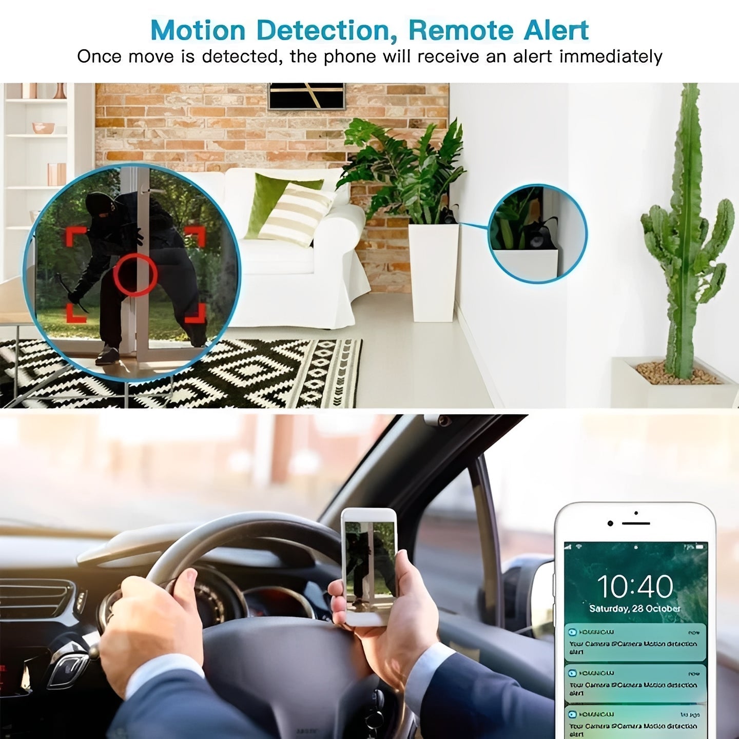 Compact Wi-Fi Security Camera with Magnetic Mount and HD Video