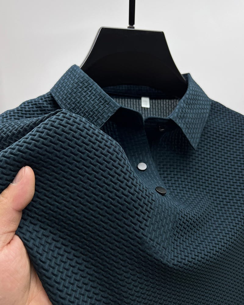 Short-Sleeve Polo Shirt for Men in Breathable Mesh Fabric