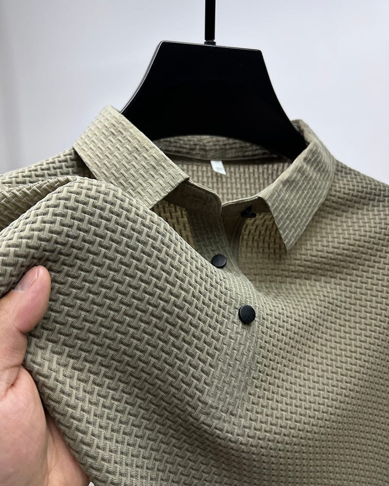Short-Sleeve Polo Shirt for Men in Breathable Mesh Fabric