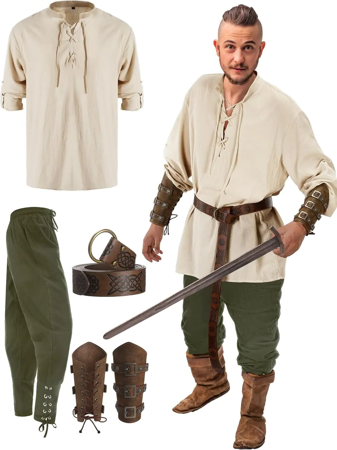 Men's Pirate Outfit Set - 4 Piece Costume