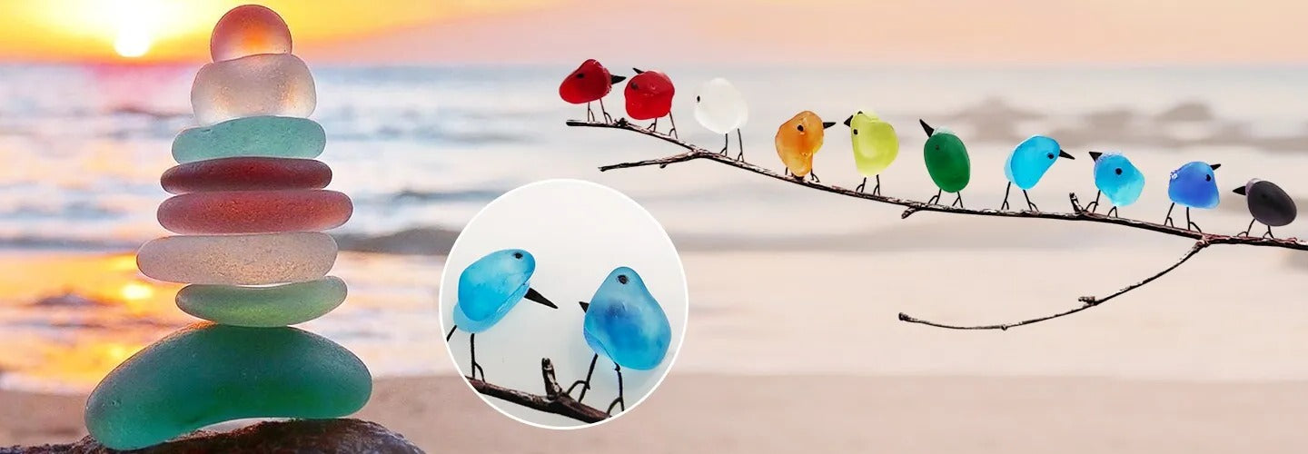 Coastal Love Notes Decor with Sea Glass Bird Designs
