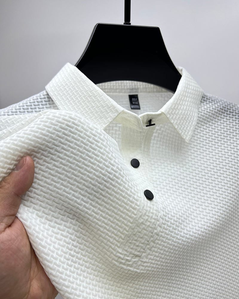 Short-Sleeve Polo Shirt for Men in Breathable Mesh Fabric