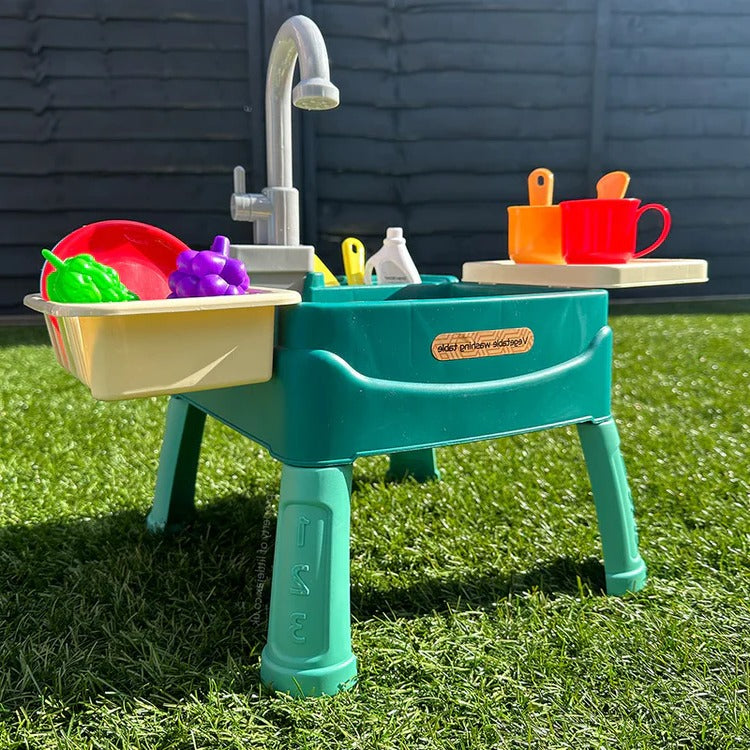 Interactive Kids Cooking Station with Flowing Water Feature