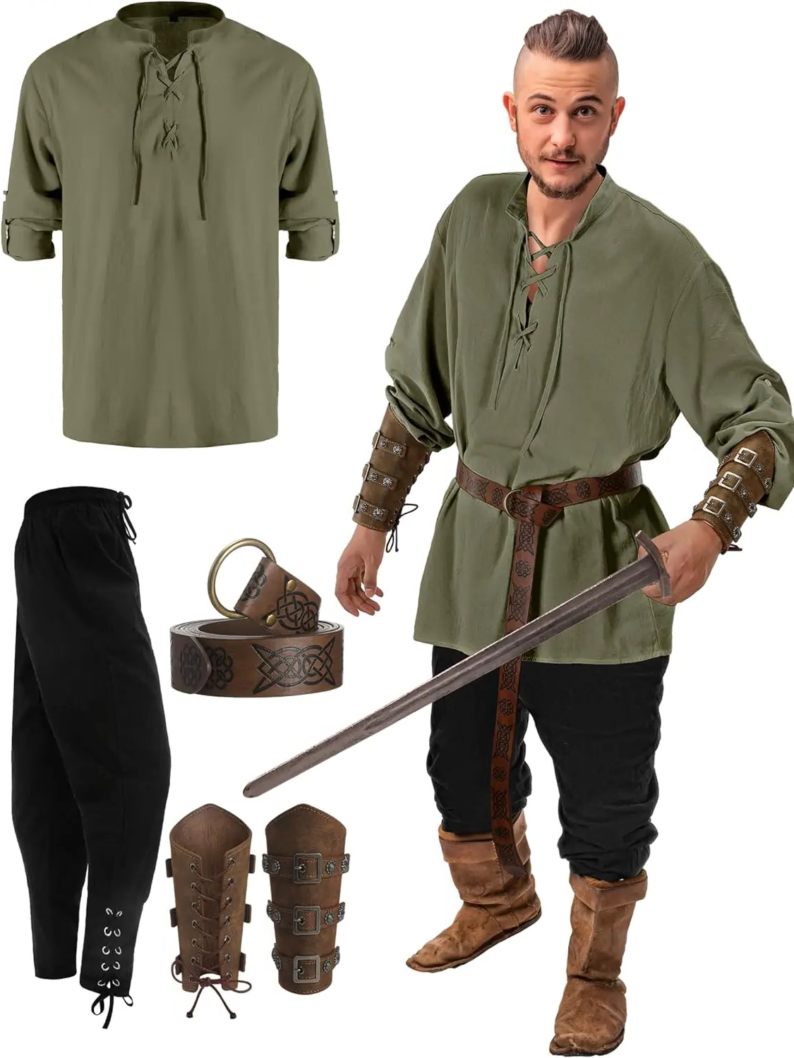 Men's Pirate Outfit Set - 4 Piece Costume