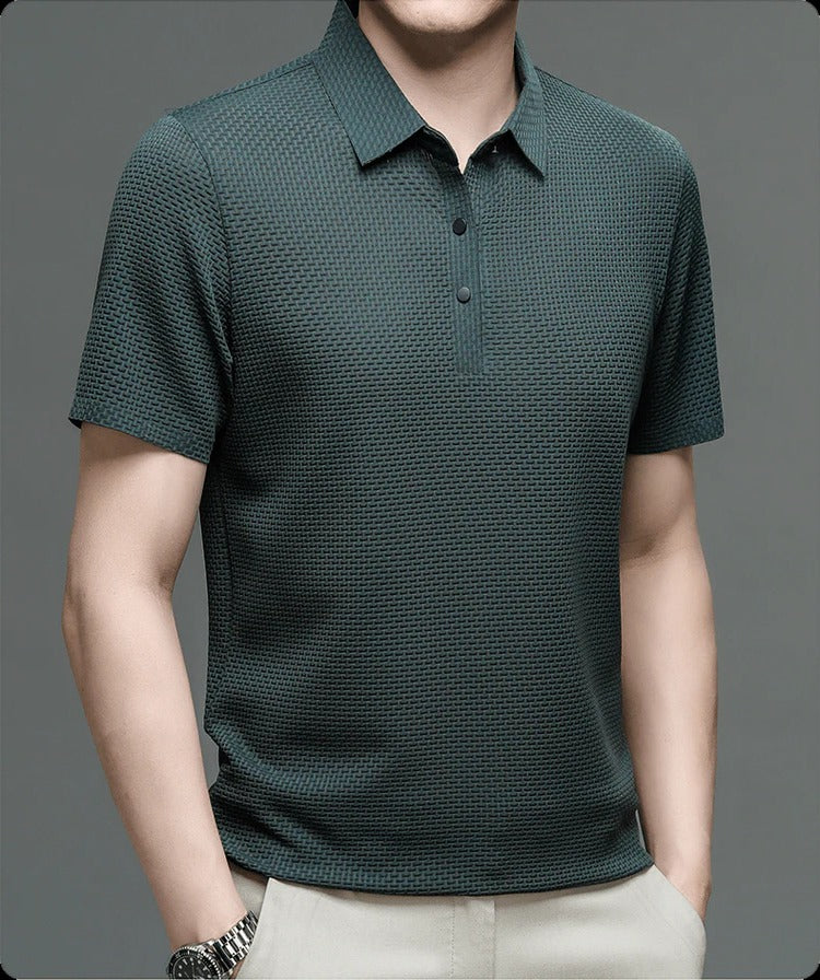 Short-Sleeve Polo Shirt for Men in Breathable Mesh Fabric