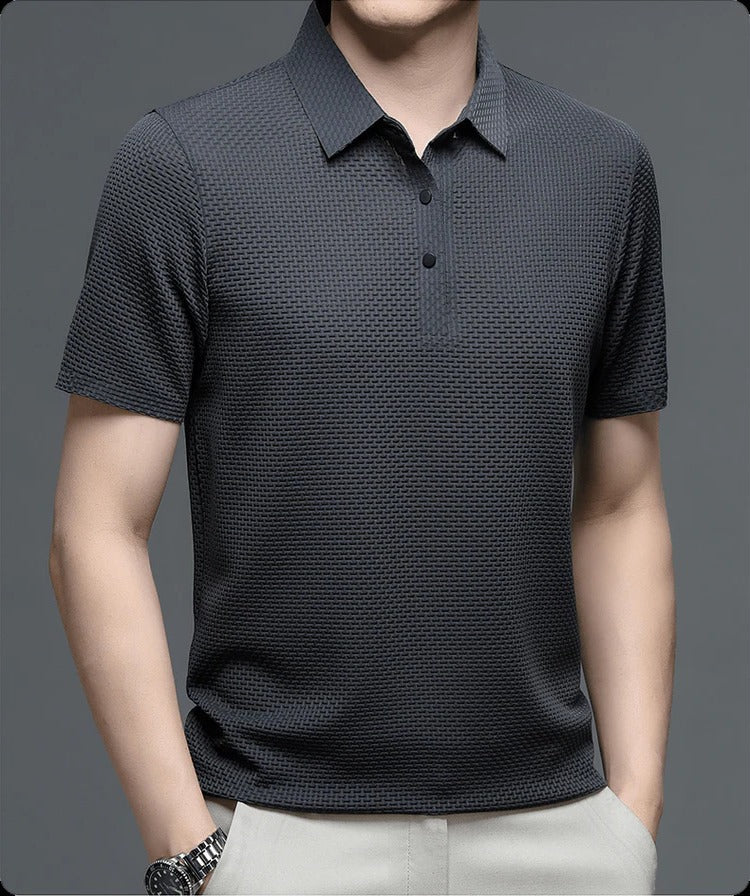 Short-Sleeve Polo Shirt for Men in Breathable Mesh Fabric