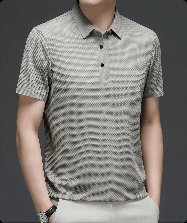 Short-Sleeve Polo Shirt for Men in Breathable Mesh Fabric