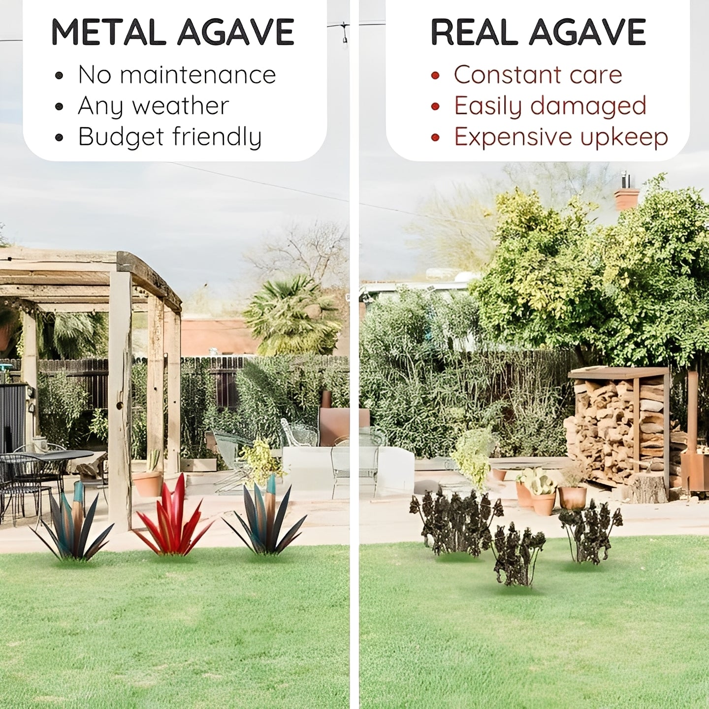 Elegant Metal Agave-Inspired Garden Sculpture for Home & Patio