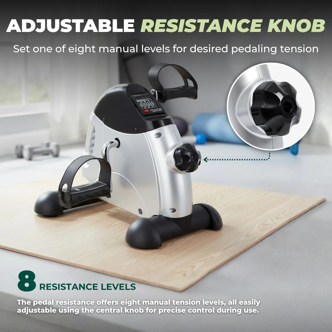 Compact Under-Desk Pedal Exerciser with Adjustable Tension and Digital Display