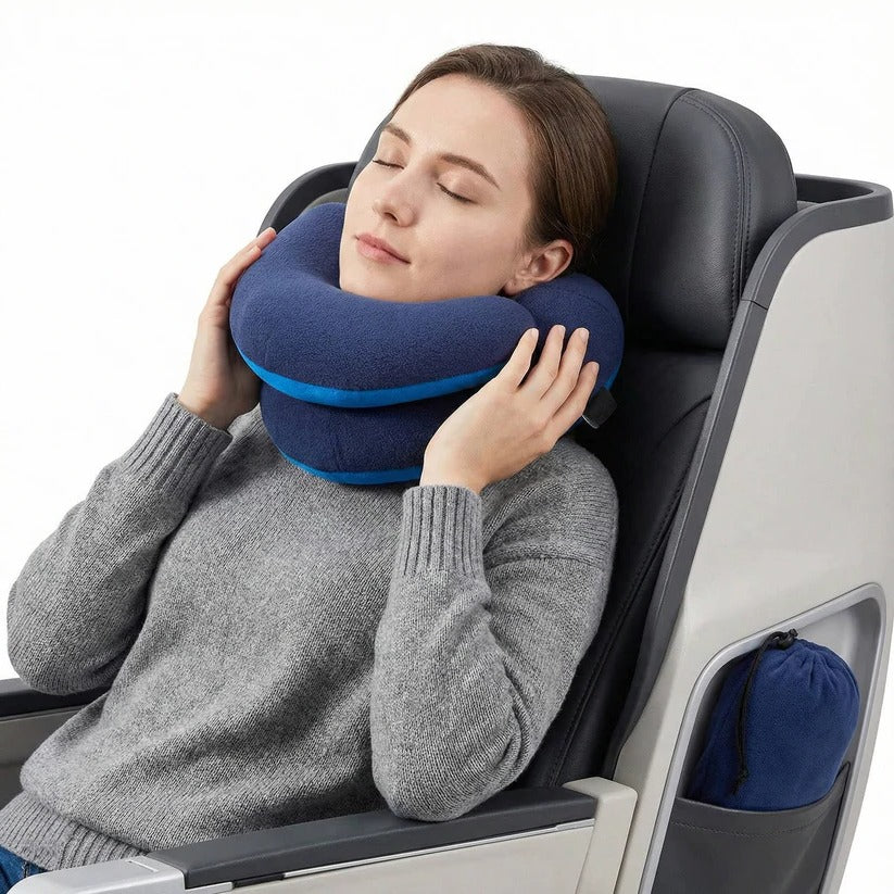 Ergonomic Travel Neck Cushion with Dual Fabric Cover