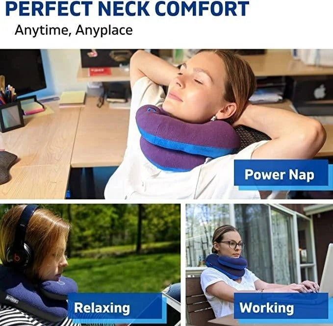 Ergonomic Travel Neck Cushion with Dual Fabric Cover