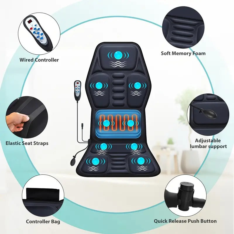 Therapeutic Back Massage Cushion with Heat and Vibration Support