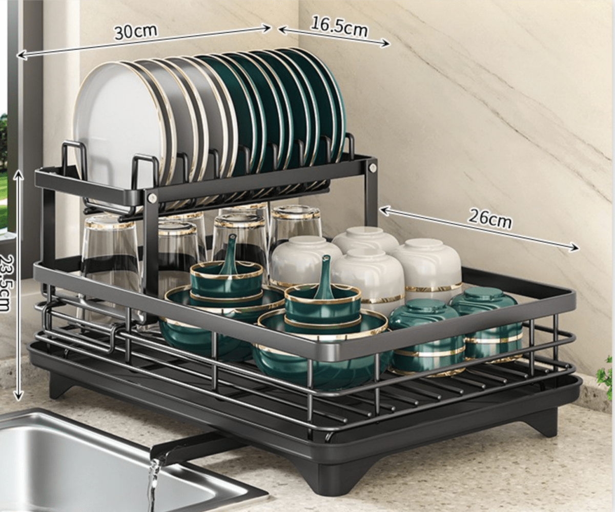 Compact Stainless Steel Dish Rack - Efficient Kitchen Organizer